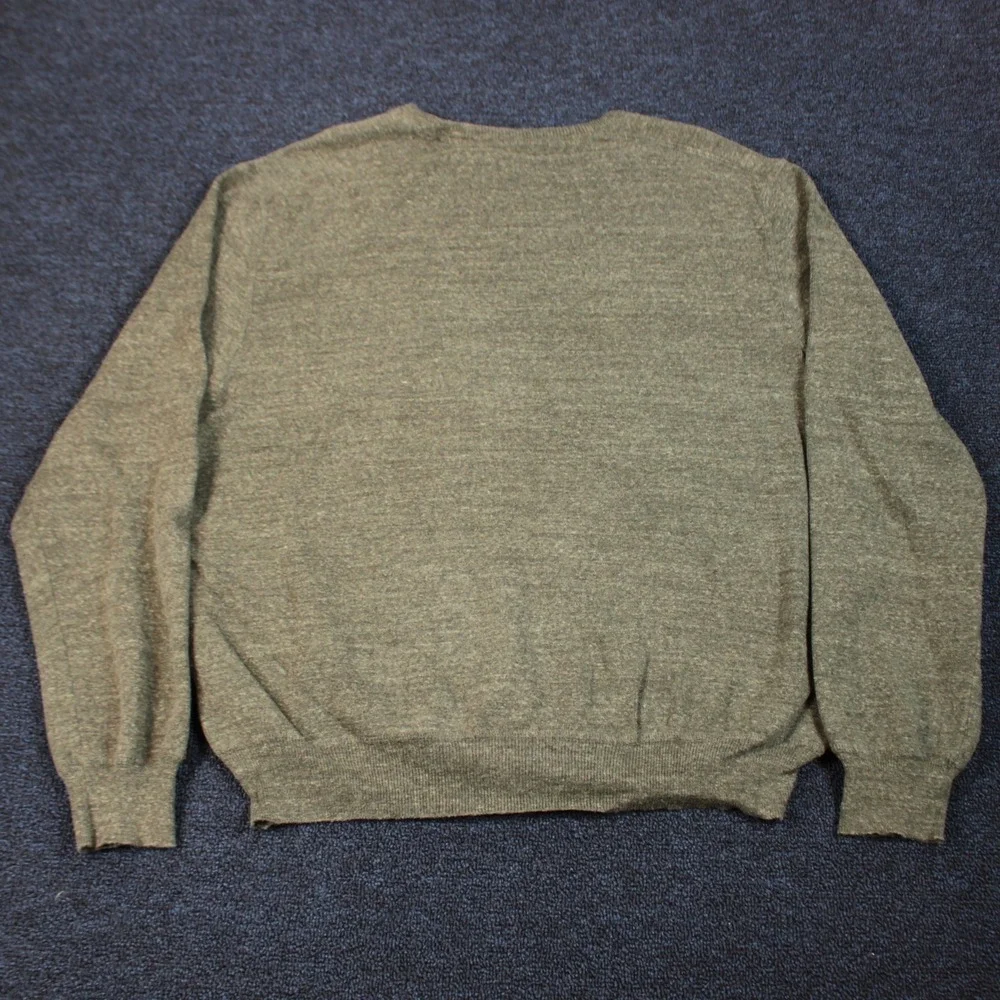 Polo Ralph Lauren Sweater Mens XL Olive Green Cotton V-Neck Pullover Pony Logo